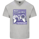 Antisocial Gamer Gaming Funny Graphics Mens V-Neck Cotton T-Shirt Sports Grey