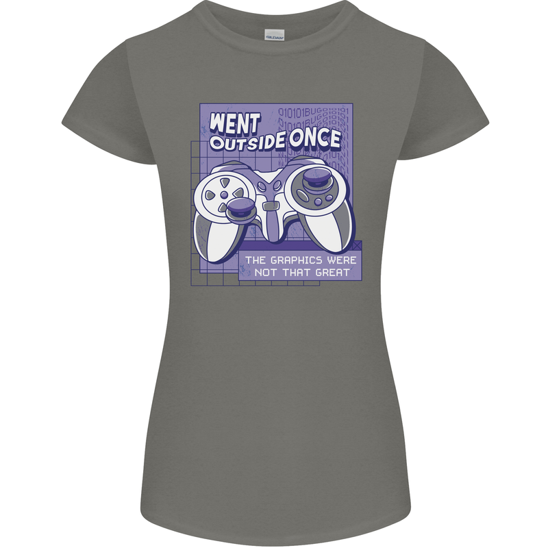 Antisocial Gamer Gaming Funny Graphics Womens Petite Cut T-Shirt Charcoal