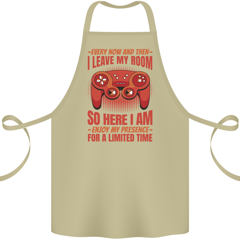 Antisocial Gamer Gaming Leave My Room Cotton Apron 100% Organic Khaki