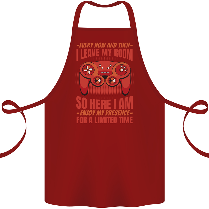 Antisocial Gamer Gaming Leave My Room Cotton Apron 100% Organic Maroon