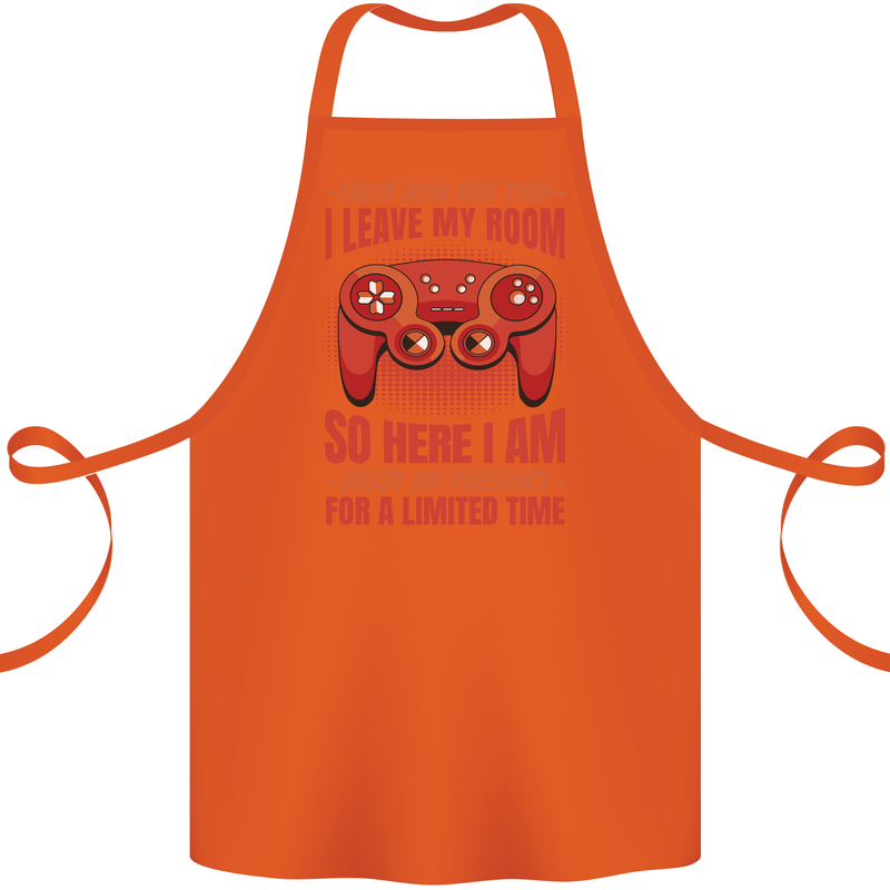Antisocial Gamer Gaming Leave My Room Cotton Apron 100% Organic Orange