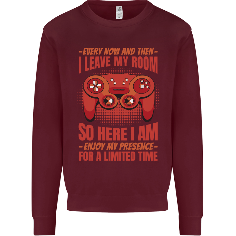 Antisocial Gamer Gaming Leave My Room Kids Sweatshirt Jumper Maroon