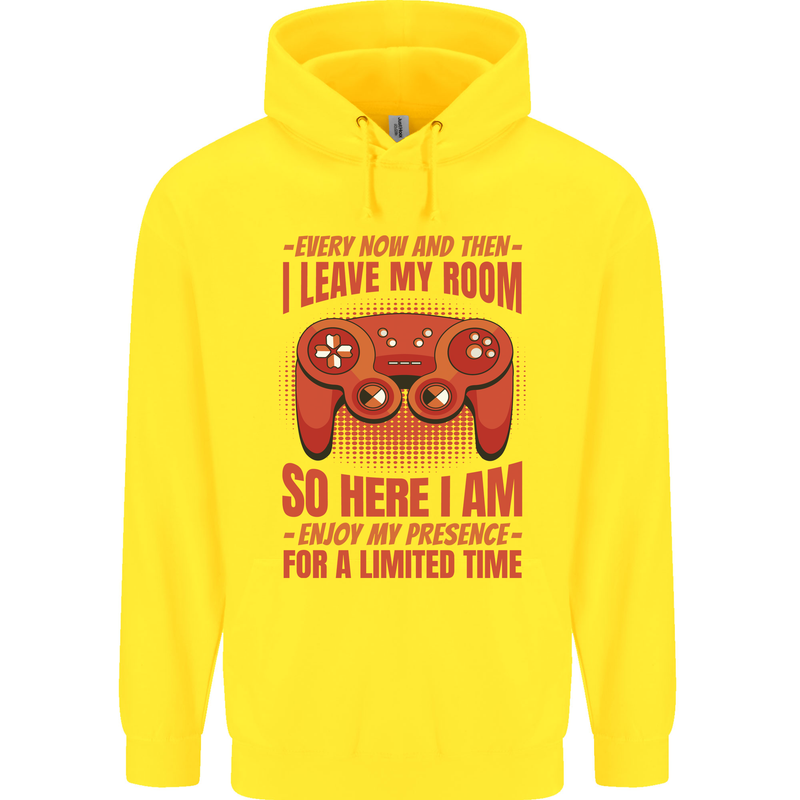 Antisocial Gamer Gaming Leave My Room Mens 80% Cotton Hoodie Yellow
