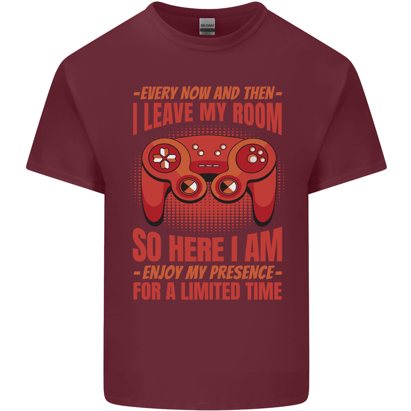 Antisocial Gamer Gaming Leave My Room Mens Cotton T-Shirt Tee Top Maroon