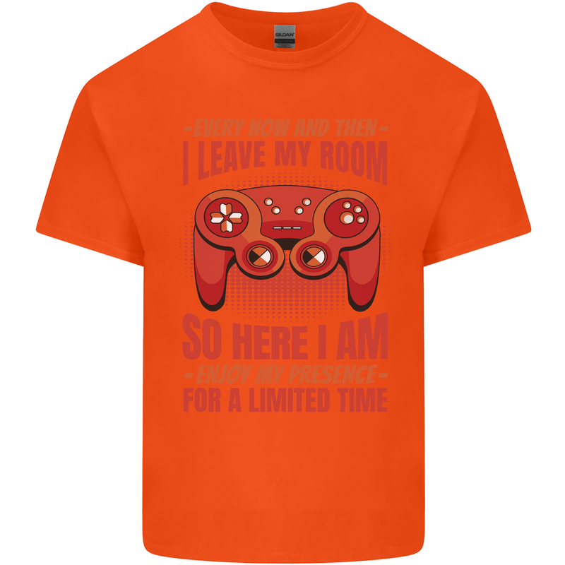 Antisocial Gamer Gaming Leave My Room Mens Cotton T-Shirt Tee Top Orange