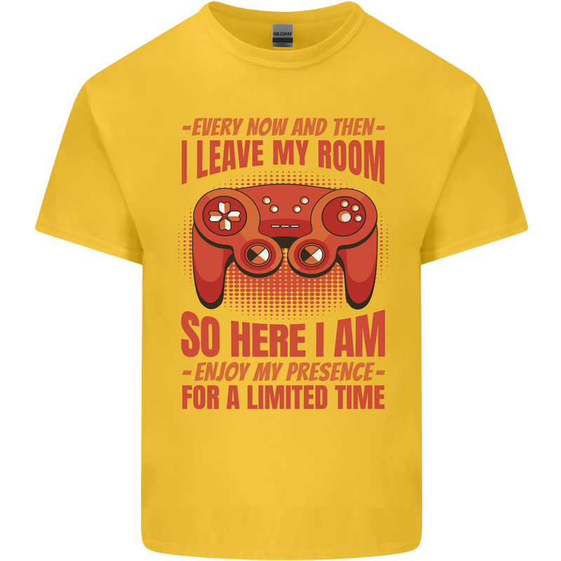 Antisocial Gamer Gaming Leave My Room Mens Cotton T-Shirt Tee Top Yellow