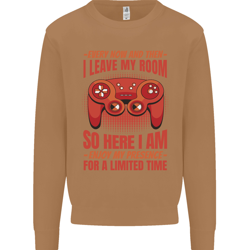 Antisocial Gamer Gaming Leave My Room Mens Sweatshirt Jumper Caramel Latte