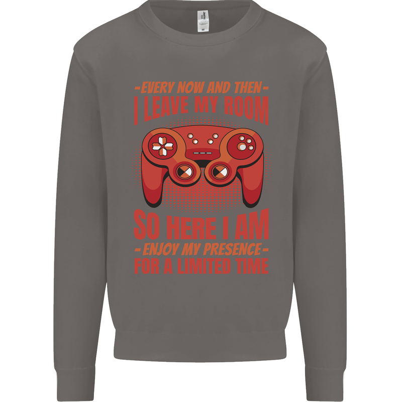 Antisocial Gamer Gaming Leave My Room Mens Sweatshirt Jumper Charcoal