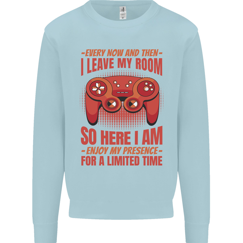 Antisocial Gamer Gaming Leave My Room Mens Sweatshirt Jumper Light Blue