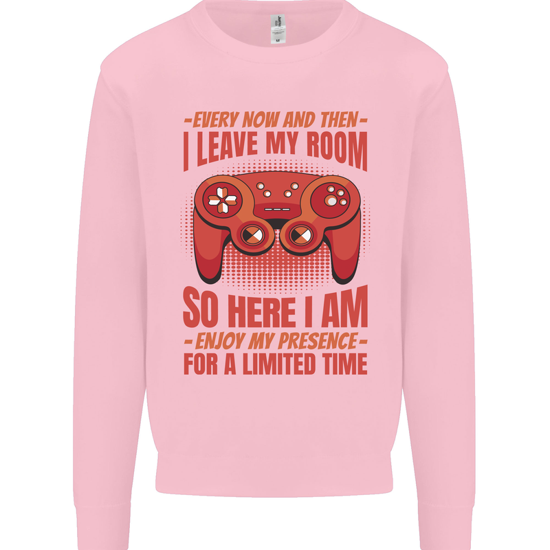 Antisocial Gamer Gaming Leave My Room Mens Sweatshirt Jumper Light Pink