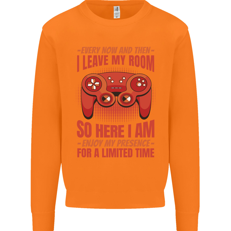 Antisocial Gamer Gaming Leave My Room Mens Sweatshirt Jumper Orange
