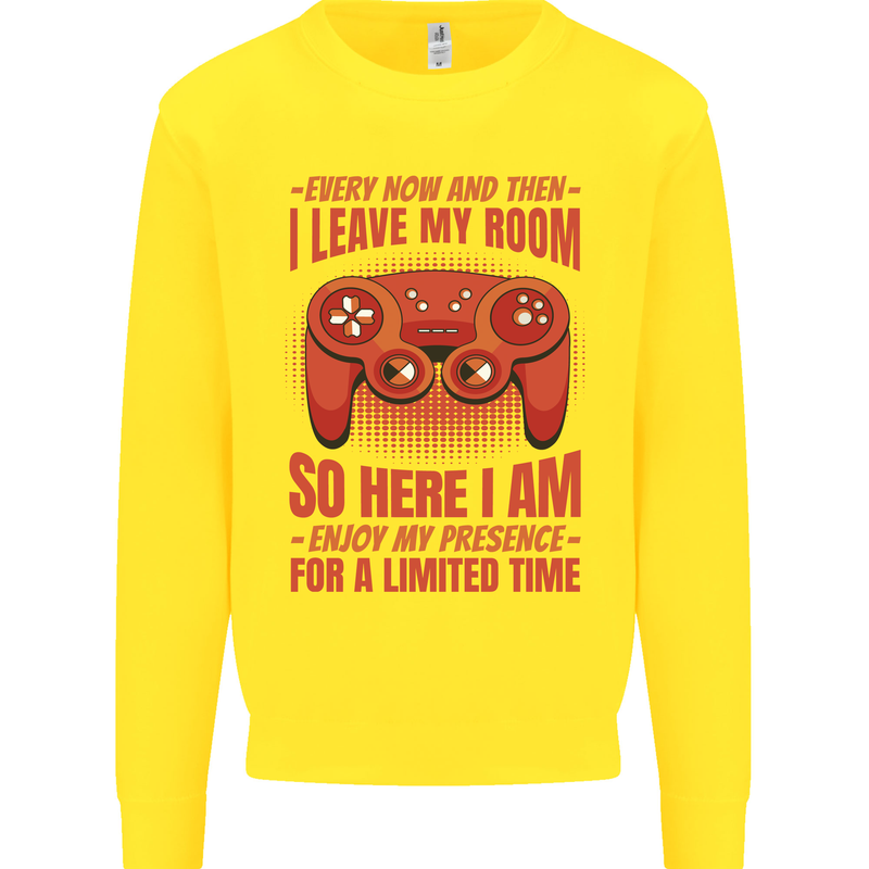 Antisocial Gamer Gaming Leave My Room Mens Sweatshirt Jumper Yellow