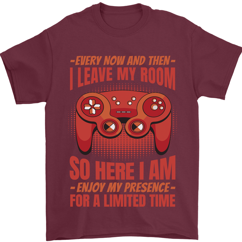 Antisocial Gamer Gaming Leave My Room Mens T-Shirt 100% Cotton Maroon