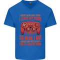 Antisocial Gamer Gaming Leave My Room Mens V-Neck Cotton T-Shirt Royal Blue