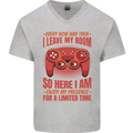 Antisocial Gamer Gaming Leave My Room Mens V-Neck Cotton T-Shirt Sports Grey