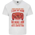 Antisocial Gamer Gaming Leave My Room Mens V-Neck Cotton T-Shirt White