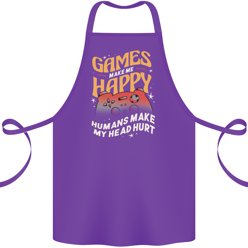 Antisocial Gamer Video Gaming Joypad Cotton Apron 100% Organic Purple