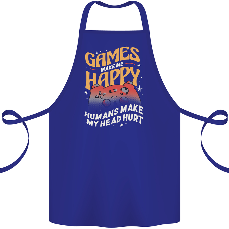 Antisocial Gamer Video Gaming Joypad Cotton Apron 100% Organic Royal Blue