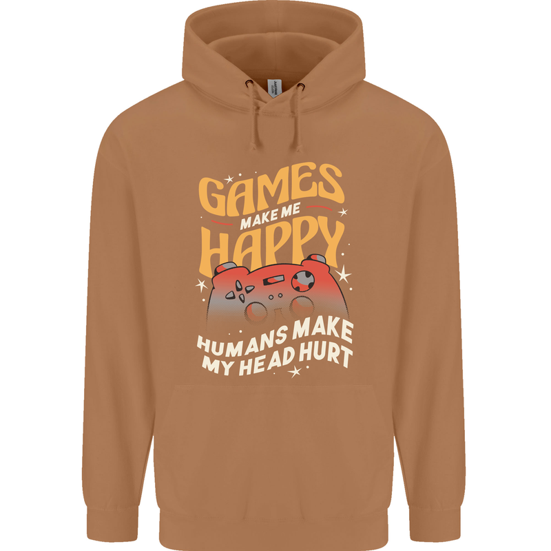 Antisocial Gamer Video Gaming Joypad Mens 80% Cotton Hoodie Caramel Latte