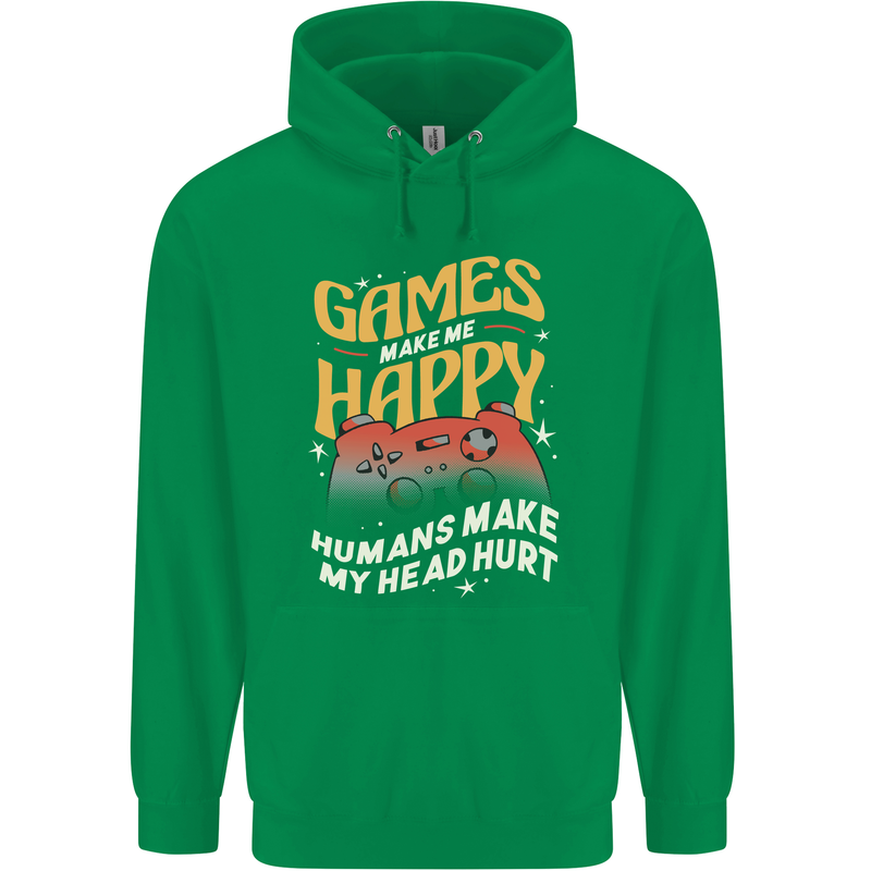 Antisocial Gamer Video Gaming Joypad Mens 80% Cotton Hoodie Irish Green