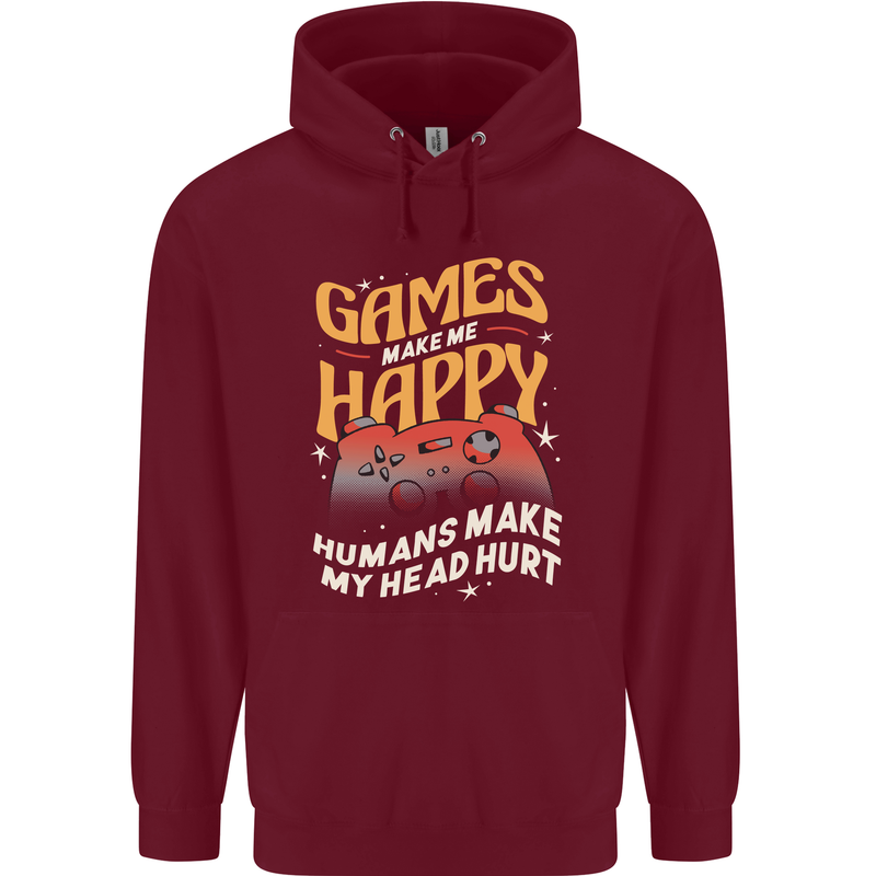 Antisocial Gamer Video Gaming Joypad Mens 80% Cotton Hoodie Maroon