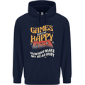Antisocial Gamer Video Gaming Joypad Mens 80% Cotton Hoodie Navy Blue