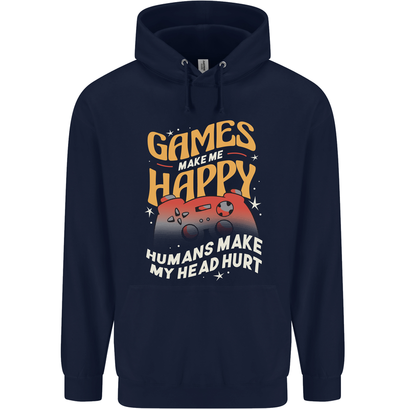 Antisocial Gamer Video Gaming Joypad Mens 80% Cotton Hoodie Navy Blue