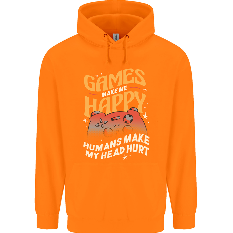 Antisocial Gamer Video Gaming Joypad Mens 80% Cotton Hoodie Orange