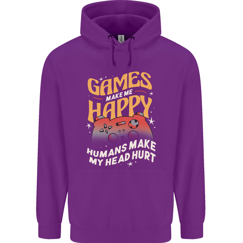 Antisocial Gamer Video Gaming Joypad Mens 80% Cotton Hoodie Purple