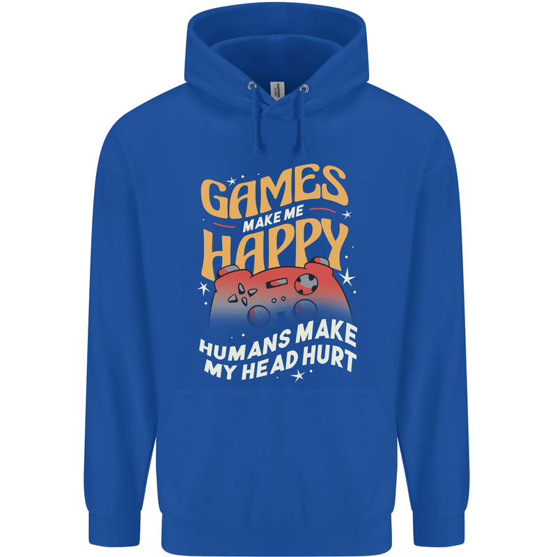Antisocial Gamer Video Gaming Joypad Mens 80% Cotton Hoodie Royal Blue
