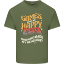 Antisocial Gamer Video Gaming Joypad Mens Cotton T-Shirt Tee Top Military Green