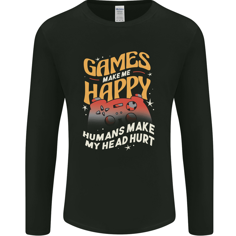 Antisocial Gamer Video Gaming Joypad Mens Long Sleeve T-Shirt Black