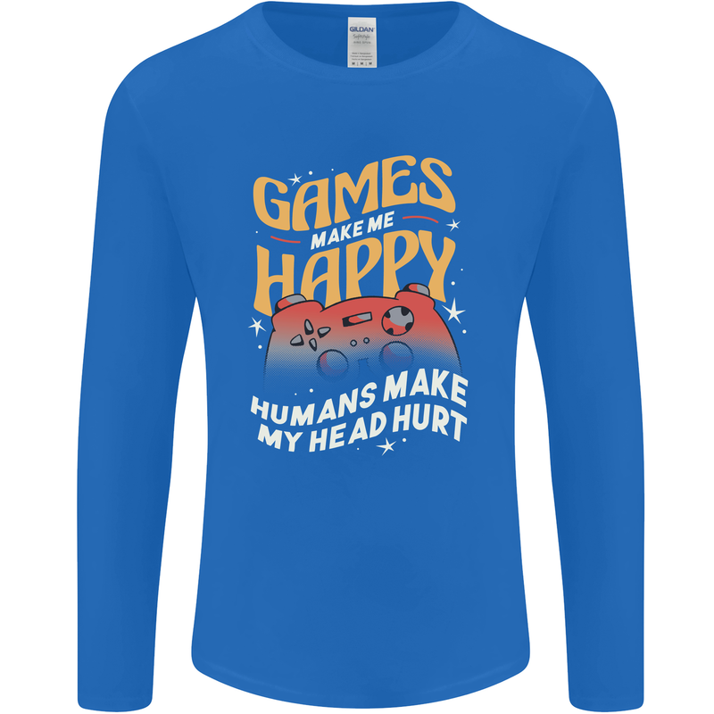 Antisocial Gamer Video Gaming Joypad Mens Long Sleeve T-Shirt Royal Blue