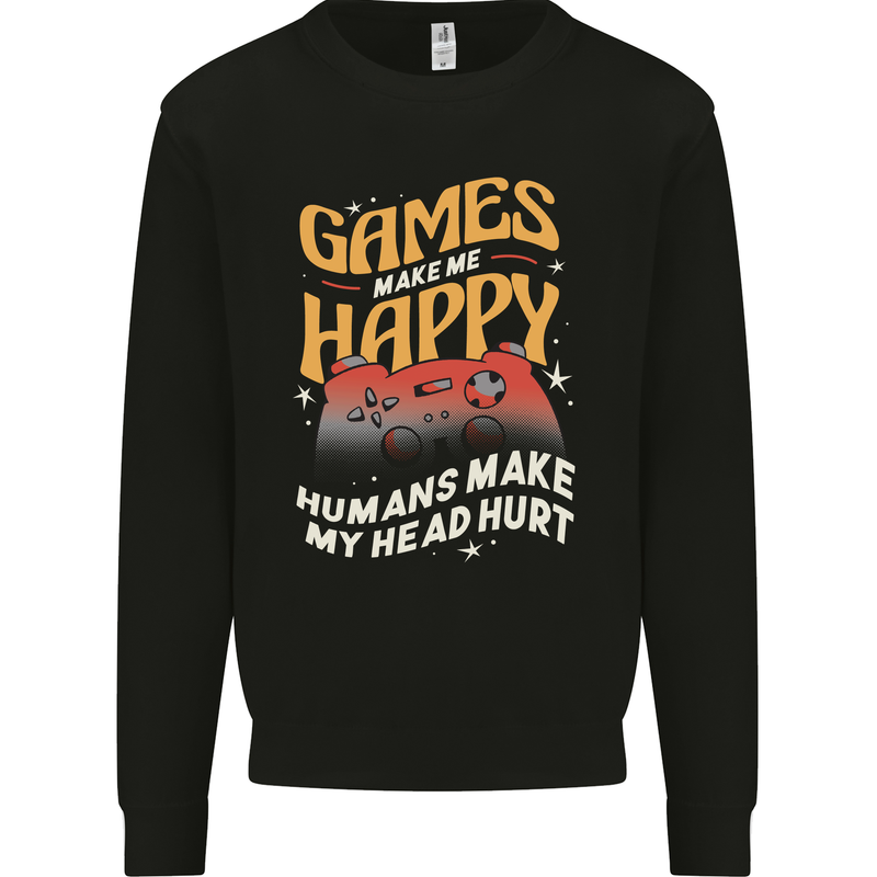 Antisocial Gamer Video Gaming Joypad Mens Sweatshirt Jumper Black