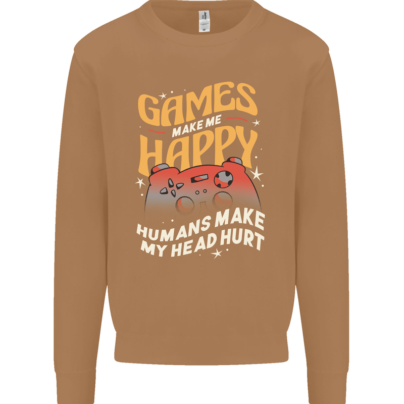Antisocial Gamer Video Gaming Joypad Mens Sweatshirt Jumper Caramel Latte