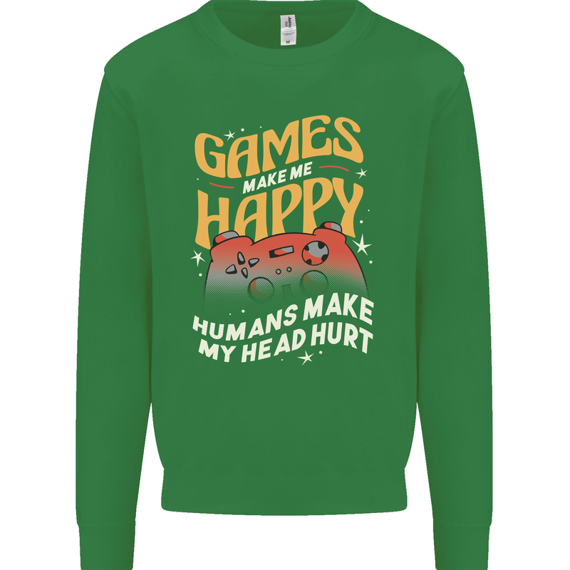 Antisocial Gamer Video Gaming Joypad Mens Sweatshirt Jumper Irish Green
