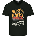 Antisocial Gamer Video Gaming Joypad Mens V-Neck Cotton T-Shirt Black