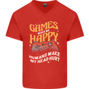 Antisocial Gamer Video Gaming Joypad Mens V-Neck Cotton T-Shirt Red