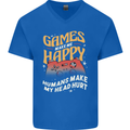 Antisocial Gamer Video Gaming Joypad Mens V-Neck Cotton T-Shirt Royal Blue
