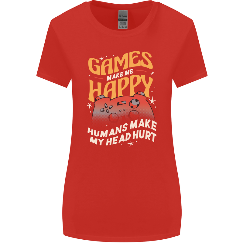 Antisocial Gamer Video Gaming Joypad Womens Wider Cut T-Shirt Red