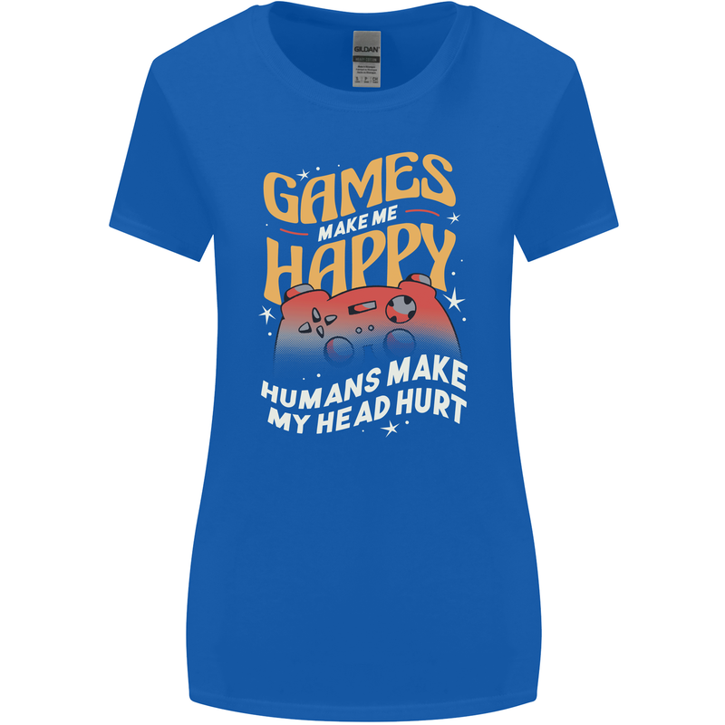 Antisocial Gamer Video Gaming Joypad Womens Wider Cut T-Shirt Royal Blue