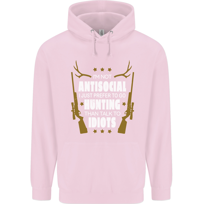 Antisocial I Prefer to Go Hunting Hunter Childrens Kids Hoodie Light Pink