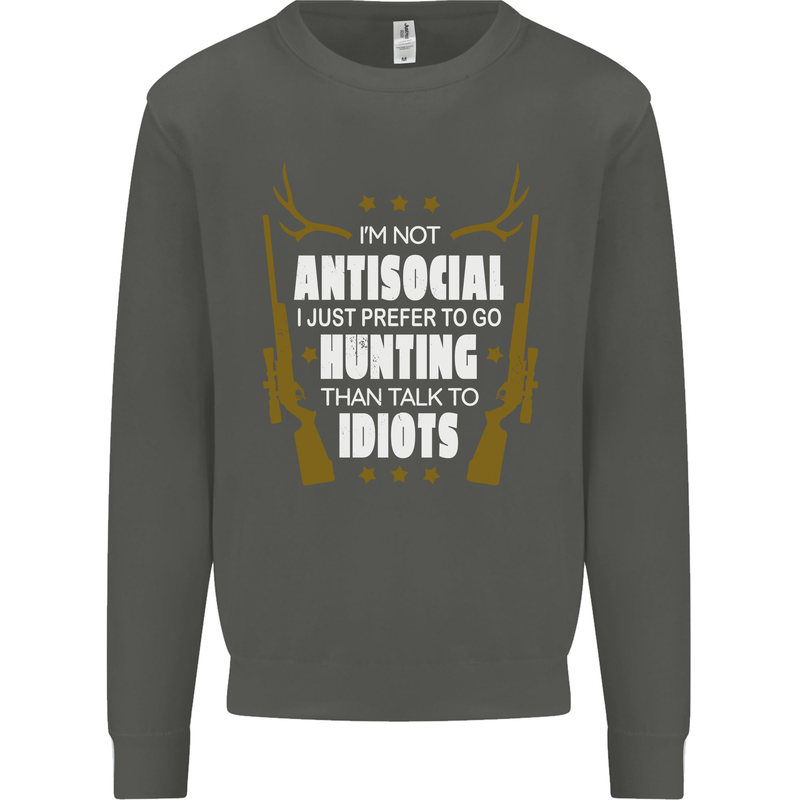 Antisocial I Prefer to Go Hunting Hunter Kids Sweatshirt Jumper Storm Grey
