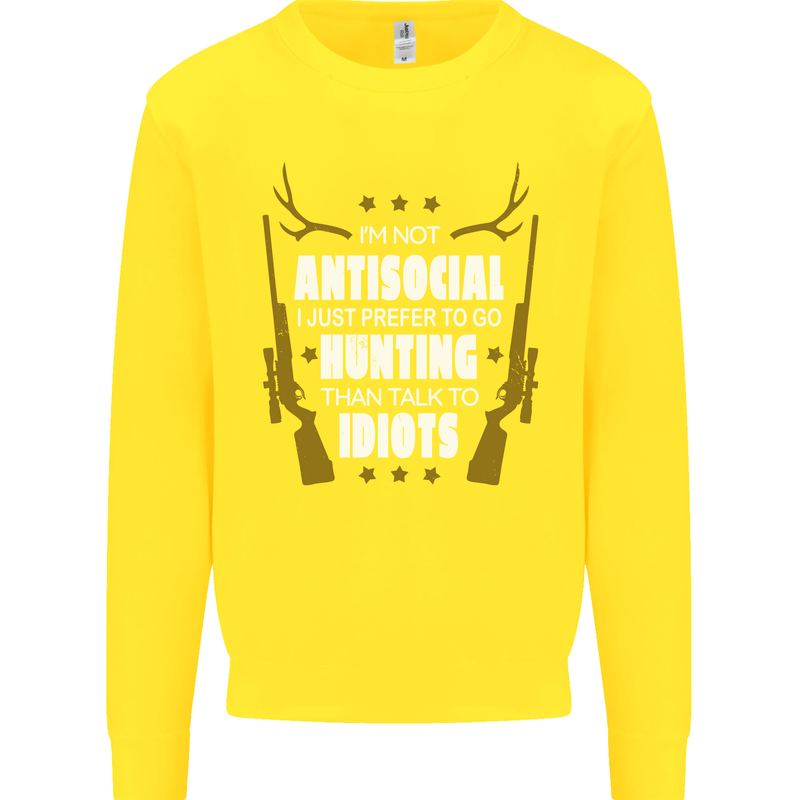 Antisocial I Prefer to Go Hunting Hunter Kids Sweatshirt Jumper Yellow