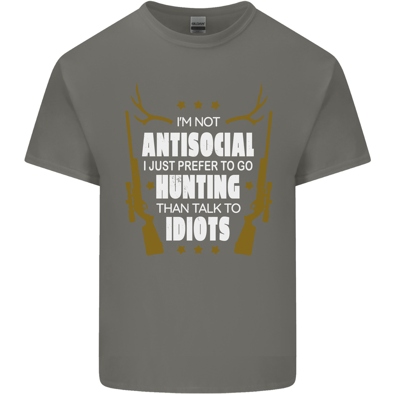 Antisocial I Prefer to Go Hunting Hunter Mens Cotton T-Shirt Tee Top Charcoal