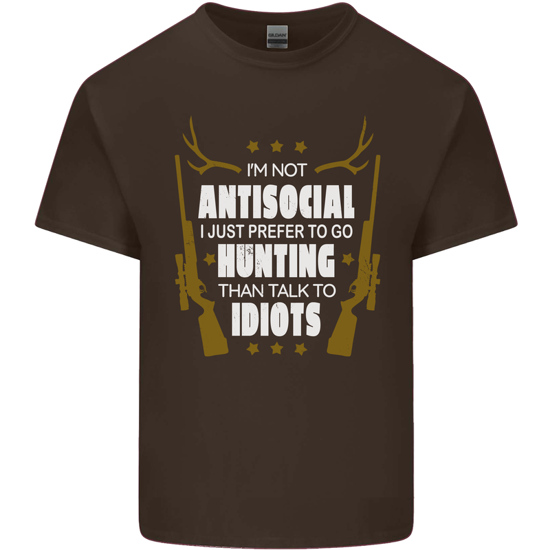 Antisocial I Prefer to Go Hunting Hunter Mens Cotton T-Shirt Tee Top Dark Chocolate