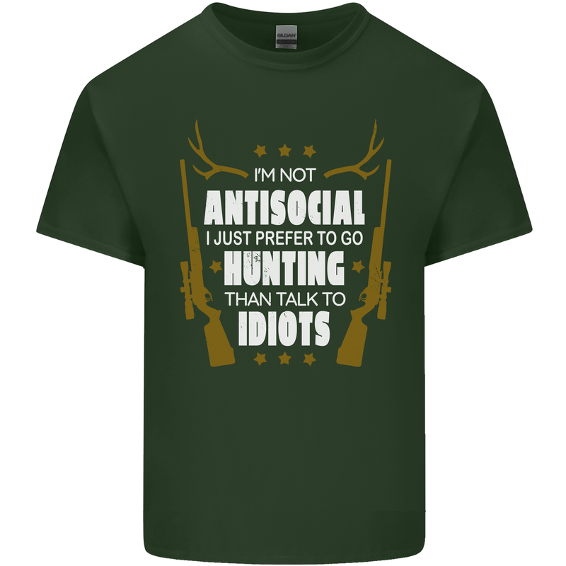 Antisocial I Prefer to Go Hunting Hunter Mens Cotton T-Shirt Tee Top Forest Green
