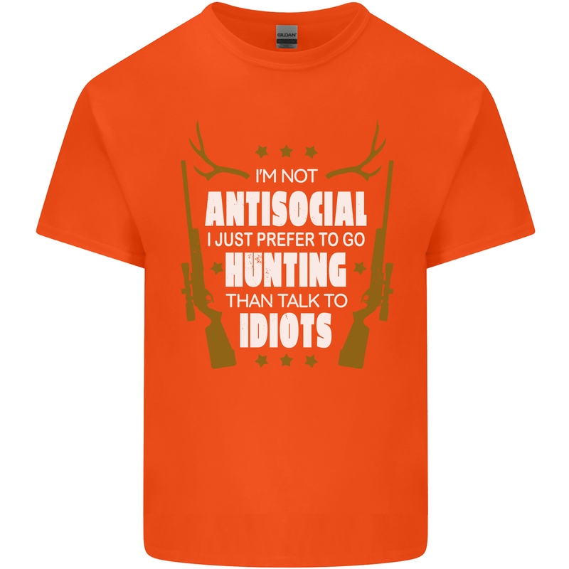 Antisocial I Prefer to Go Hunting Hunter Mens Cotton T-Shirt Tee Top Orange