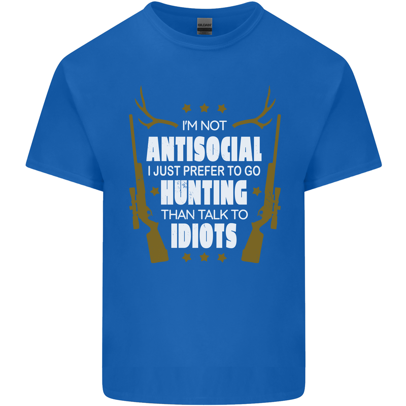 Antisocial I Prefer to Go Hunting Hunter Mens Cotton T-Shirt Tee Top Royal Blue