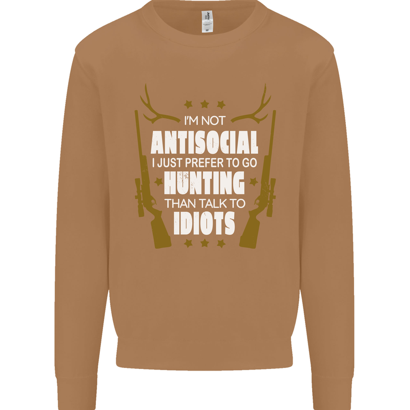 Antisocial I Prefer to Go Hunting Hunter Mens Sweatshirt Jumper Caramel Latte